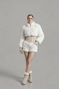 White Faux Fur & Ribbed Knit Co‑ord Set