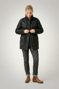 Reversible Black & Cream Faux Shearling Parka - Mid-Length Winter Jacket with Adjustable Waist