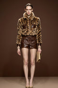 Tiger Print Faux Fur Cropped Jacket & Faux Leather Shorts Co‑ord Set