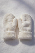 Ultra-Soft Faux Fur Winter Mittens - Thick Cozy Plush Hand Warmers in White & Pink