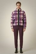 The Lavender Plaid Zip-Up | Cozy Checked Sherpa Jacket with Contrast Trim
